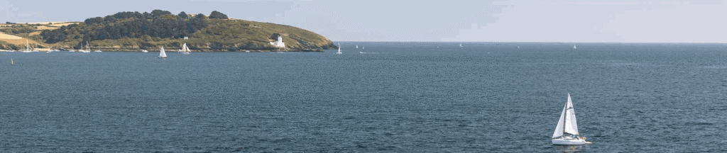 Sailing boat in Falmouth, Cornwall bay.